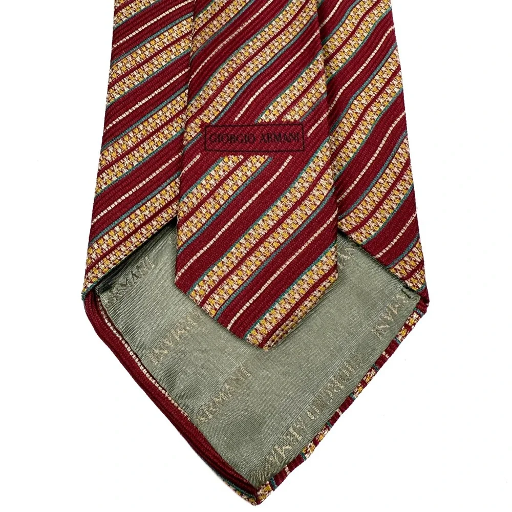 Giorgio‎ Armani Cravatte Necktie Burgundy Striped Italy Designer Men's